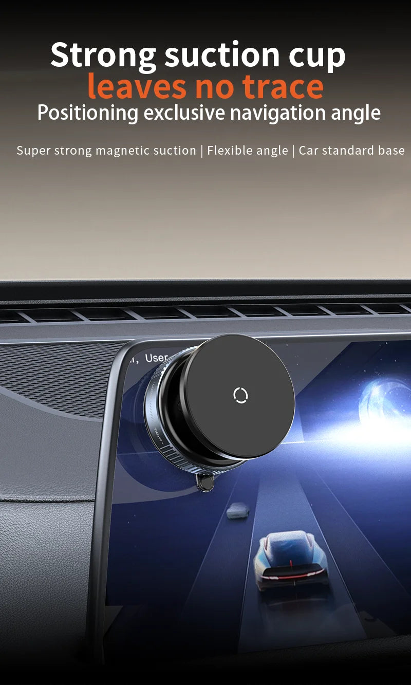 Magnetic Car Mount Mobile Phone Holder Vacuum Adsorption 360° Rotation Super Strong Suction Bracket for Iphone12-16 Smartphone