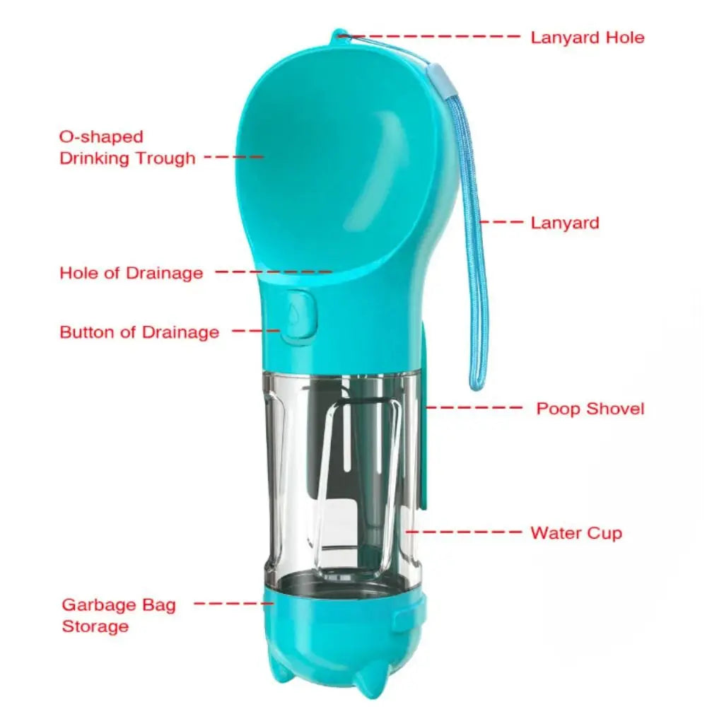 300/500ml Pet Water Food Dispenser 3 in 1 with Trash Bag Box and Shovel Pet Dog Water Bottle Leak Proof Dog Food Feeder