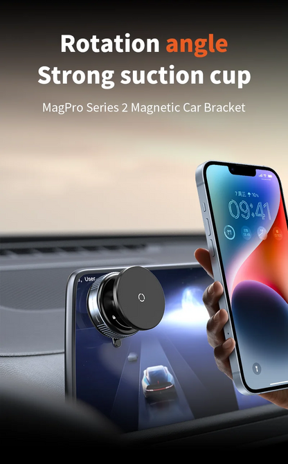 Magnetic Car Mount Mobile Phone Holder Vacuum Adsorption 360° Rotation Super Strong Suction Bracket for Iphone12-16 Smartphone