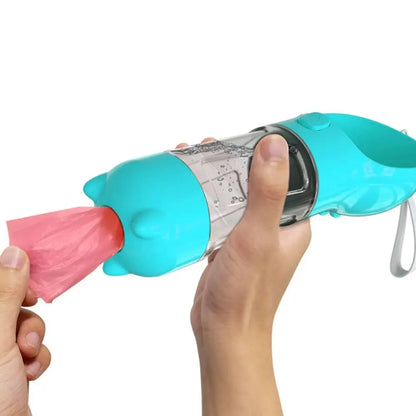300/500ml Pet Water Food Dispenser 3 in 1 with Trash Bag Box and Shovel Pet Dog Water Bottle Leak Proof Dog Food Feeder
