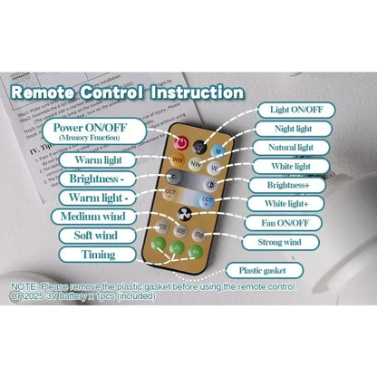 LED 30W Ceiling Fan Light E27 with Remote Control for Dimming, Suitable for Living Room, Study, Household Use, 85-265V