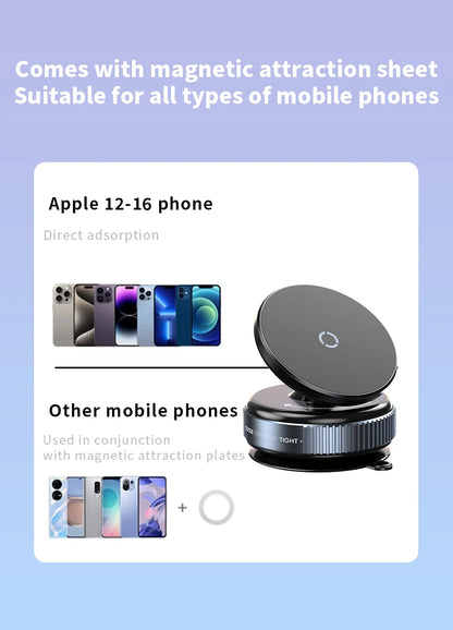 Magnetic Car Mount Mobile Phone Holder Vacuum Adsorption 360° Rotation Super Strong Suction Bracket for Iphone12-16 Smartphone