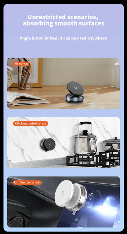 Magnetic Car Mount Mobile Phone Holder Vacuum Adsorption 360° Rotation Super Strong Suction Bracket for Iphone12-16 Smartphone